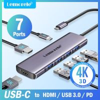 Lamorelle TC66L 7 In-1ฮับ USB ชนิด C แท่นวางมือถือ USB ฮับ3.0 4K HDMI 100W PD เครื่องแยกอเนกประสงค์อะแดปเตอร์สำหรับ Macbook วินโดวส์ IOS Feona