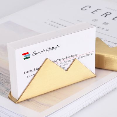 【CW】▼☽℗  Gold Business Card Holder Desk Display Accessories Organizer Desktop Decoration Office Supplies