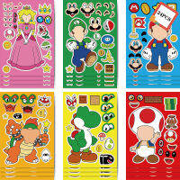 LSHUO สติกเกอร์ซูเปอร์มาริโอ6ชิ้นการ์ตูนนักเรียน Luigi Yoshi สติกเกอร์ปริศนาโต้ตอบกับผู้ปกครองเด็กเครื่องประดับ Diy พ่อแม่เด็กของขวัญเด็ก