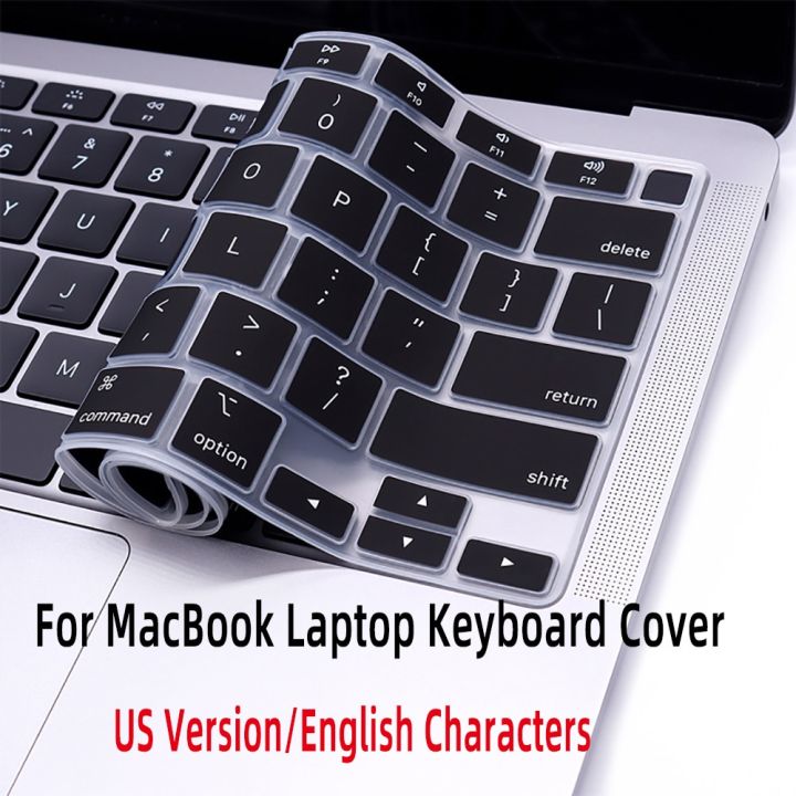 us-version-english-characters-laptop-keyboard-film-for-macbook-air-pro-12-13-15-a2141-a2338-a2337-black-silicone-keyboard-cover-keyboard-accessories