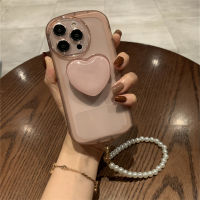 Fashion2023Heart ยืนสร้อยข้อมือมุกกรณีที่ชัดเจนสำหรับ Samsung S23 S22อัลตร้า A73 A72 A53 A52 A51 A50 A33 A14 A32 A23 A22 A13 5กรัม