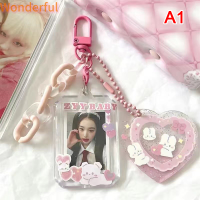 ?【Lowest price】Wonderful Love Heart Kawaii 1นิ้วอะคริลิค photocard ผู้ถือบัตรผู้ถือภาพกระเป๋าจี้เครื่องเขียนของโรงเรียน