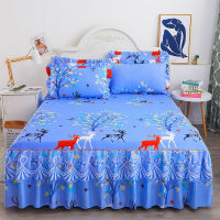 3 Pcs Bed Skirt Set with Pillow Covers Lace Bedspread on the Bed Queen King Size Anti Silp Bed Linen Cotton Home Textiles