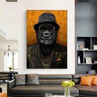 ❒ แฟชั่น Monkey Boss Canvas Art Decor Gorilla Gentleman Make Money Wall โปสเตอร์และพิมพ์ภาพวาดตลกสำหรับห้องนั่งเล่น