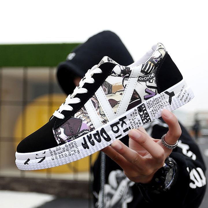 new-casual-men-vulcanized-shoes-sneakers-mens-fashion-casual-lace-up-colorful-canvas-sport-graffiti-board-shoes
