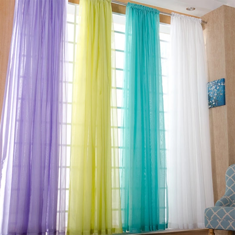 Telus Putih Langsir Tulle untuk Ruang Tamu Hiasan Bilik Hiasan Bilik Hiasan Moden Pepejal Sheer Voile Tirai Dapur