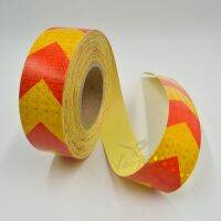 5cmx10m Small Shining Square Self-Adhesive Reflective Warning Tape with Yellow Red Color Arrow Printing for Car Safety Cones Tape