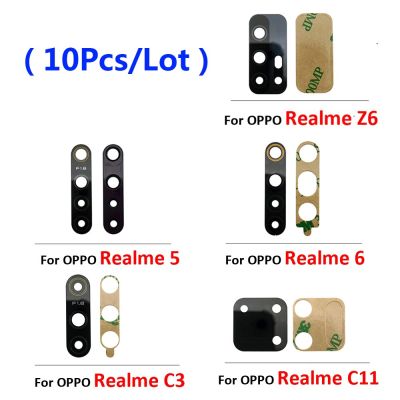 10ชิ้น/ล็อตกระจกกล้องถ่ายรูปหลังด้านหลังสำหรับ Oppo Realme 5 6 C3 C11 Z6ด้วยสติกเกอร์กาว