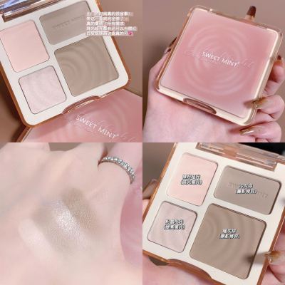 Sweet Mint Four-colour Contouring Palette Highlight Contouring—Body Palette Matte Brightening Glitter Powder  PaletteHZ-068