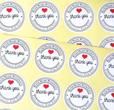 1000pcs/lot "Thank you" Round White Kraft Stationery label sticker DIY Retro Seal sticker For handmade with Love Stickers Labels