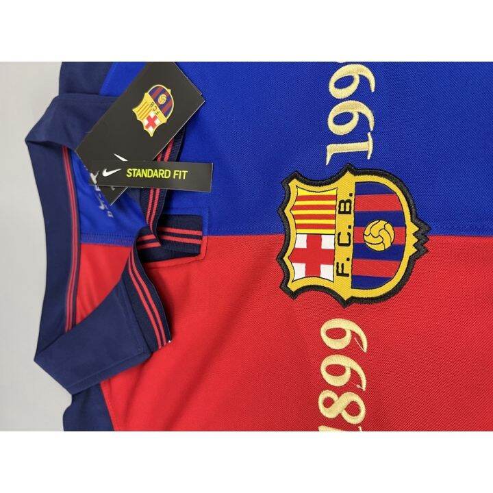 เสื้อบอล-ย้อนยุค-บาร์เซโลน่า-1999-เหย้า-retro-barcelona-home-พร้อมเบอร์ชื่อ-11-rivaldo-ครบ-100-ปี-1899-1999-เรโทร