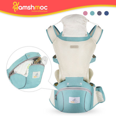 HamshMoc เก้าอี้อุ้มเด็กอเนกประสงค์3 In 1,ระบายอากาศได้ดี Gendongan Bayi ถอดออกได้พร้อมกระเป๋าอุ้มเด็กกระเป๋าเก็บของตะกร้าทารกแรกเกิดดีไซน์ตามหลักสรีรศาสตร์สำหรับการเดินทางของเด็กทารก