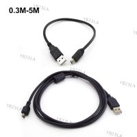 0.3M 5M Usb Male To Mini 5P Usb Power Charging Data Cable Charger Line T Port Connectors For Extend Car Dvr Digital Camera Wire YB23TH