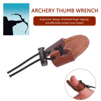 หนังวัวอ่อน Recurve Bow Arrow ตัวป้องกันปลายนิ้วยิงธนู Thumb Ring Tab