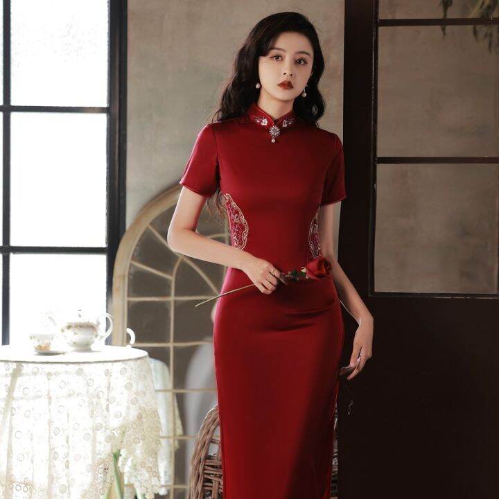 ปรับปรุง-cheongsam-สีดำในปี2022อารมณ์หนุ่มสไตล์ย้อนยุคระดับไฮเอนด์บางและบาง