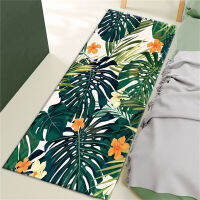 Nordic Tropical Plants Floral Rug Runner Bedside Bedroom Floor Mat Non-slip Mat For Kitchen Floor Long Door Carpet Fresh Flower