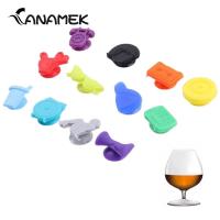 12Pcs/Set Silicone Wine Glass Charms Wine Glass Markers Party Cocktails Drinking Cup Sign Suction Cup Identifier Bar Wine Tools