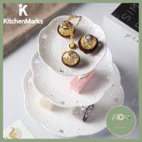 KitchenMarks จานเสริฟเค้ก Afternoon Tea 3 ชั้น พร้อมจานเซรามิค 3 ใบ ก้านจับสีทอง ที่วางเค้ก ที่ทำขนม - โปรโมชั่นสุดคุ้ม โค้งสุดท้าย ร้าน PP702