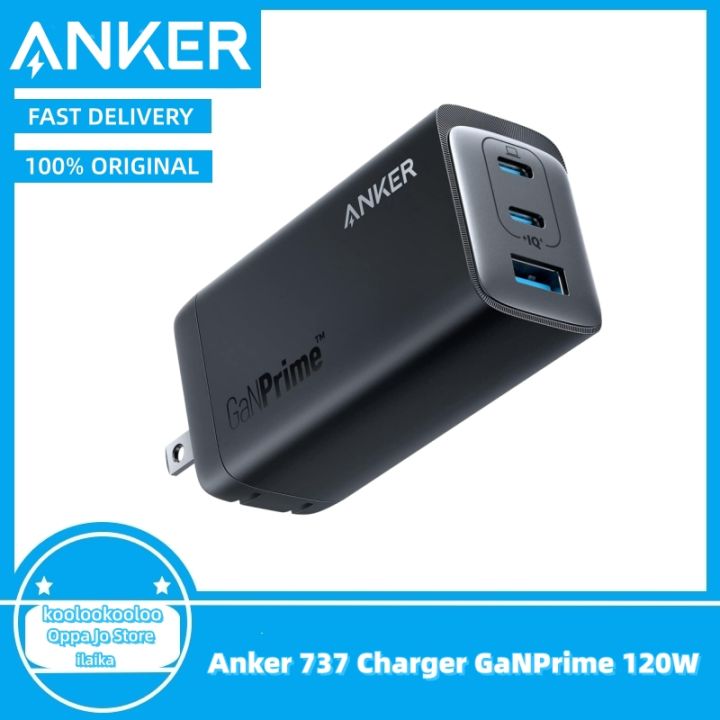 Anker 737 Charger GaNPrime 120W, PPS 3-Port Fast Compact Foldable