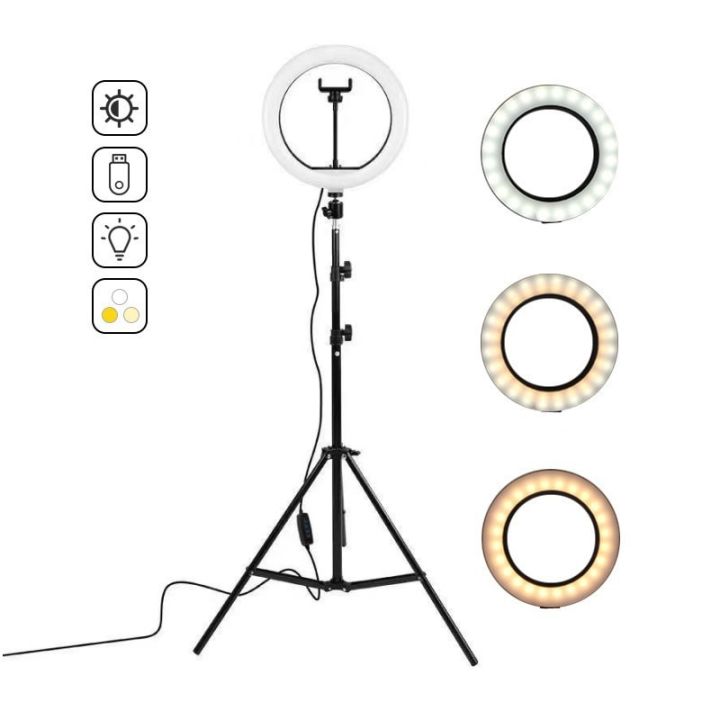10-แอลอีดีเซลฟี่แหวนไฟที่ใส่สายไฟทรงกลมโคมไฟขาตั้งกล้องสามขาแต่งหน้าแท่นวางโทรศัพท์แหวนโคมไฟ-cellular-makeup-lightlamp