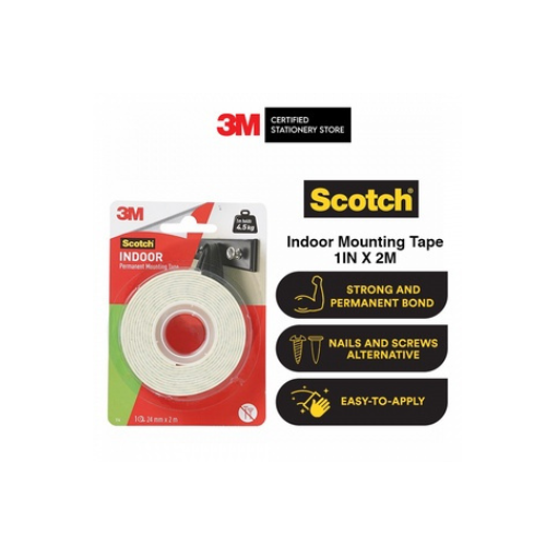 3M Scotch INDOOR Permanent Mounting Tape 2m | Lazada PH