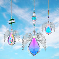 H&amp;D 3pcs Crystal Angel Suncatcher with AB Prisms Hanging Window Pendant Ornament Light Catcher Garden Home Wedding Decor Gift