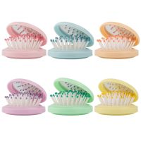 Folding Air Bag Soft Tooth Comb Anti static With Mirror Compact Pocket Size Portable Travel Hair Brush Cosmetic Head Massager