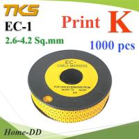 เคเบิ้ล มาร์คเกอร์ EC1 สีเหลือง สายไฟ 2.6-4.2 Sq.mm. 1000 ชิ้น (พิมพ์ K ) รุ่น EC1-K