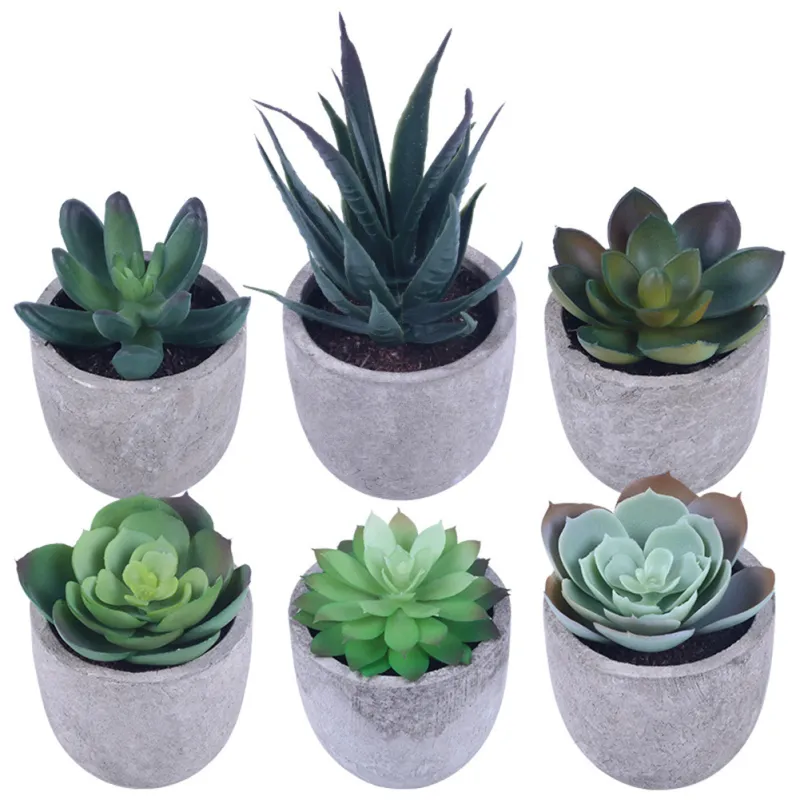 6 Pcs Artifical Succulents Potted Plants Realistic Simulation Plants  Practical Home Office Desk Ornaments For Indoor Outdoor Decoration |  