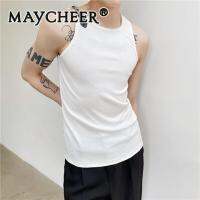 MAYCHEER  เสื้อกั๊กผู้ชายเสื้อกั๊กโลหะแบบมีที่แขวนเสื้อผู้ชายและผู้หญิงสไตล์คู่รักดีไซน์เฉพาะเสื้อเรียกเหงื่อเสื้อเลกกิ้งสไตล์บาง