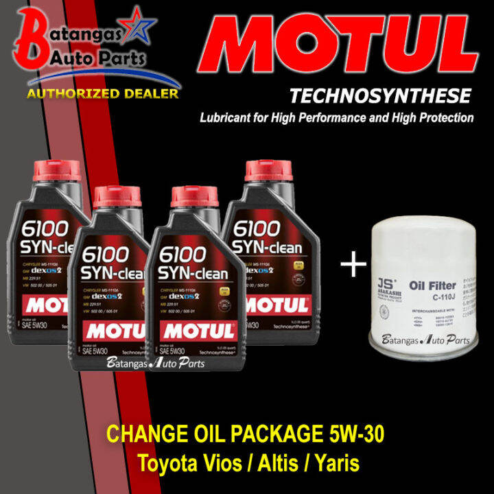 Motul 6100 Syn-Clean 5W-30 Fully Synthetic Oil Change Package Toyota ...