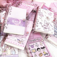 Korean Girl Heart Pig Girl Notebook PVC Transparent 6-hole Loose-leaf Diary Inside Page A6 Spiral Notebook Supply Office