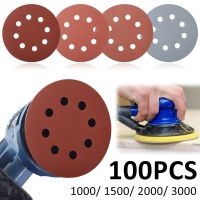 100pcs Sanding Discs 5 Inch Round Alumina Sanding Pads 8-Hole Sanding Paper Quick Change Sanding Sheet Polishing Sandpaper Cleaning Tools