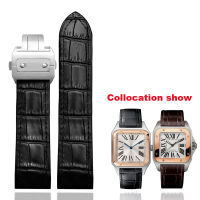 สายนาฬิกา Cowhide อุปกรณ์เสริมสำหรับผู้ชายและผู้หญิงสำหรับ Cartier Santos100สายนาฬิกา20มม. 23มม