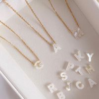 10PCS, Natural Sea Shell Letter Necklace Thin Chain Initial Necklaces for Women Collier Dainty Mother Of Pearl Choker Necklace