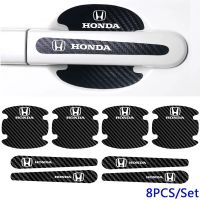 Honda Car Door Handle Protector คาร์บอนไฟเบอร์ประตูป้องกันฟิล์มสติกเกอร์สำหรับ Accord Civic CRV Pilot Odyssey City Jade