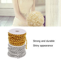 2Pcs Craft Pearl String ทองและเงิน10.9yd ยาว0.2in รอบ Faux Pearl Glossy ใช้กันอย่างแพร่หลาย White Pearl Garland