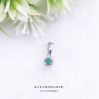 Z6422 จี้พลอยโมราแท้ ( Chrysoprase ) ตัวเรือนเงินแท้ 925 ชุบทองคำขาว