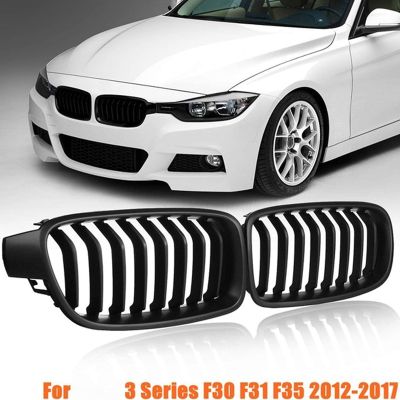 F30 Grill, Front Hood Kidney Grille Grill For-BMW 3 Series F30 F31 F35 2012-2018 (Single Slat Matte Black)