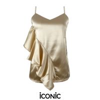 iCONiC SATIN STIPLY TOP #9053  เสื้อผญ ผ้าไหมซาติน อก30-36" ยาว22"  เสื้อแฟชั่น เสื้อสายเดี่ยว เสื้อพิมพ์ลาย เสื้อออกงาน เสื้อชายทะเล