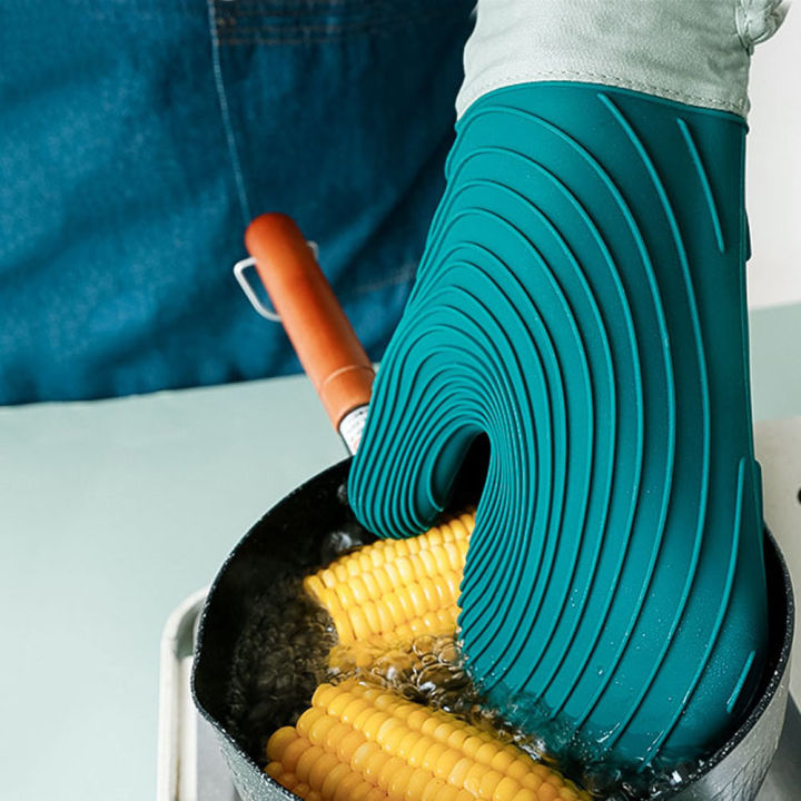 htrxb-ถุงมือสีทึบซิลิโคนป้องกันลวกเครื่องมืออุปกรณ์ทำครัวหนาขึ้นเตาอบอุปกรณ์อบถุงมือ-bbq-ถุงมือสำหรับเตาอบ
