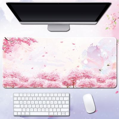 ๑ Pink Cherry Blossoms Mousepad Home Computer Table Large Pc Mouse Pad Art Sakura Keyboard Mause Rug Desk Mat Office Accessories