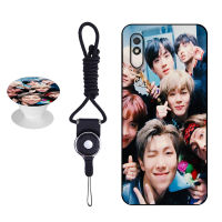 เคสโทรศัพท์ BTS,เคสซิลิโคนนิ่มสำหรับ Xiaomi Redmi 9A พร้อมแหวนลายเดียวกันและเชือก