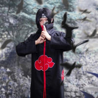 Naruto Anime Cosplay Akatsuki Cloak Sasuke Uchiha Itachi Cape Kakashi Headband Ring Cosplay Props Sets Halloween Christmas Party Costume