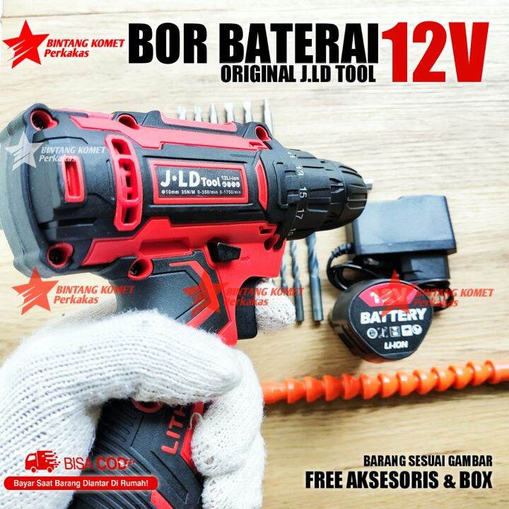 Cod Bor Baterai V Merah Komplit Mesin Bor Baterai V Lengkap Jld Tool Bor Cordless Volt