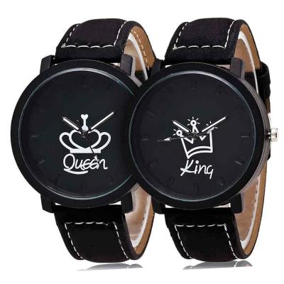 Lagobuy สายรัดข้อมือ Jam Tangan Pasangan ผู้หญิง,2x ผู้ชายแฟชั่น (ราชาและราชินี) นาฬิกาข้อมือควอตซ์