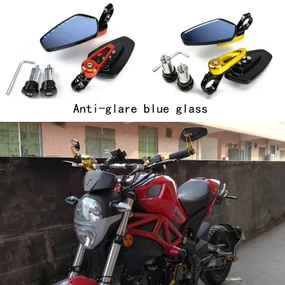 1 Pair 7/8 quot; 22mm Motorcycle Handlebar Rear View Mirrors Universal Motorbike Bike Aluminum Bar End Side Rearview Mirror