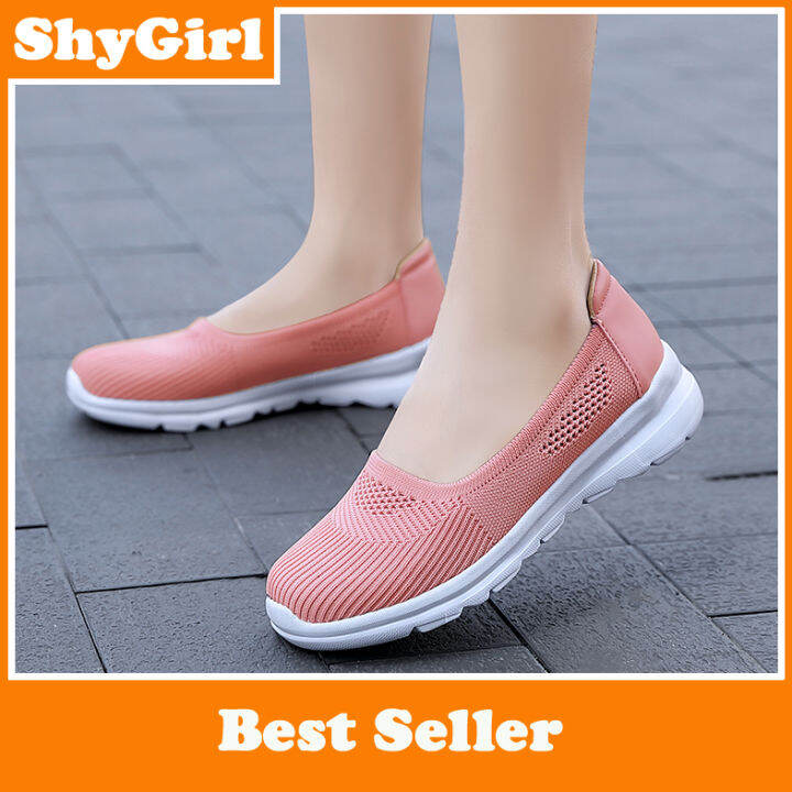 【ShyGirl】 Light weight Mesh Shoes Ribbon Soft Bottom Mesh Hollow Women