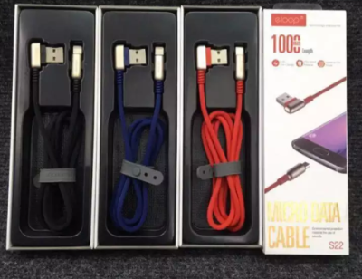 Eloop S22 สายชาร์จ USB Data Cable Micro หัว L-Type ชาร์จเร็ว 2.4A