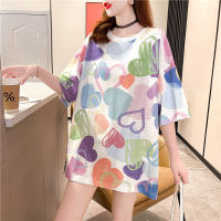 woman tshirts 2022 Summer oversized Women T-shirt korean style kawaii love print graphic Tops goth long T shirt Harajuku Clothes